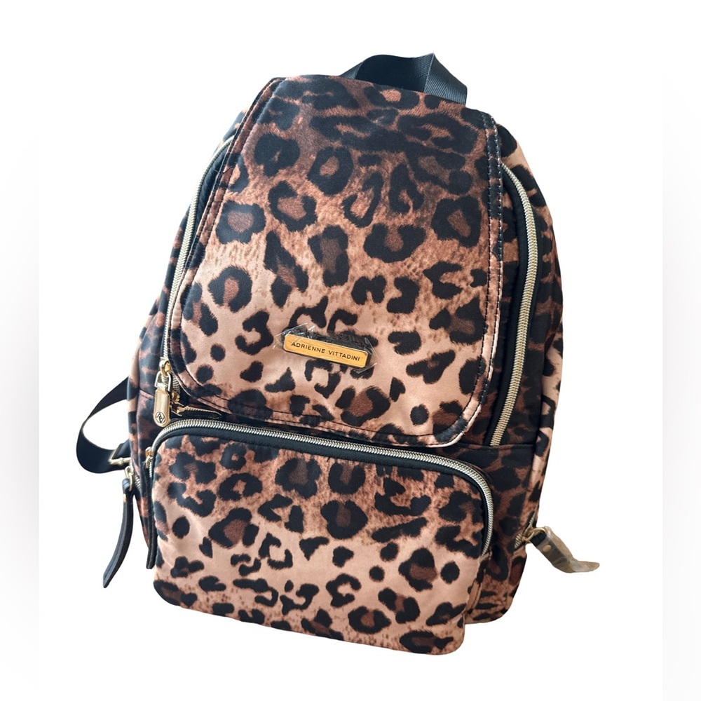 Adrienne Vittadini Leopard Print Backpack - Brown and Black